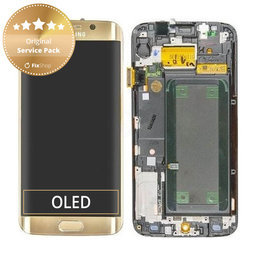 Samsung Galaxy S6 Edge G925F - LCD Display + Touchscreen Front Glas + Rahmen (Gold Platinum) - GH97-17162C, GH97-17317C, GH97-17334C Genuine Service Pack