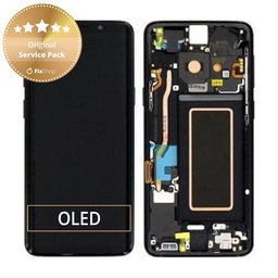 Samsung Galaxy S9 G960F - LCD Display + Touchscreen Front Glas + Rahmen (Midnight Black) - GH97-21696A, GH97-21697A, GH97-21724A Genuine Service Pack