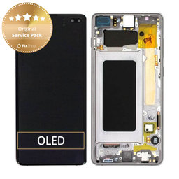 Samsung Galaxy S10 Plus G975F - LCD Display + Touchscreen Front Glas + Rahmen (Prism Black) - GH82-18849A, GH82-18857A, GH82-18834A Genuine Service Pack