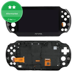 Sony Playstation Vita 2000 - LCD Display + Touchscreen Front Glas + Rahmen (Black) TFT