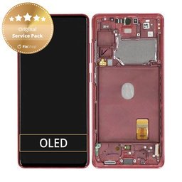 Samsung Galaxy S20 FE 5G G781B - LCD Display + Touchscreen Front Glas + Rahmen (Cloud Red) - GH82-24214E, GH82-24215E, GH82-29056E Genuine Service Pack