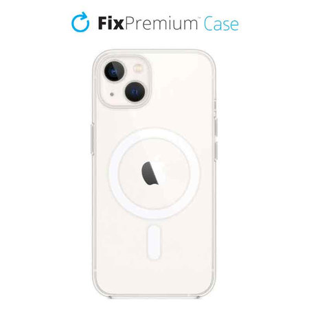 FixPremium - Silikonhülle mit MagSafe für iPhone 13 und 14, transparent