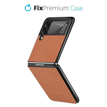 FixPremium - Carbon Hülle für Samsung Galaxy Z Flip 4, braun