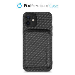 FixPremium - Carbon Hülle mit MagSafe Wallet für iPhone 12, schwarz