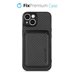 FixPremium - Carbon Hülle mit MagSafe Wallet für iPhone 13 mini, schwarz