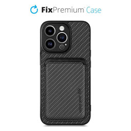 FixPremium - Carbon Hülle mit MagSafe Wallet für iPhone 14 Pro, schwarz