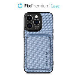 FixPremium - Carbon Hülle mit MagSafe Wallet für iPhone 13 Pro, blau