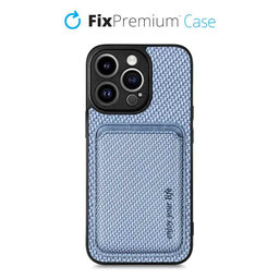 FixPremium - Carbon Hülle mit MagSafe Wallet für iPhone 14 Pro, blau