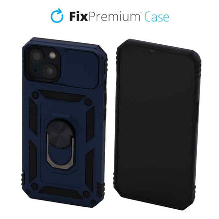 FixPremium - CamShield Hülle für iPhone 13 und 14, blau