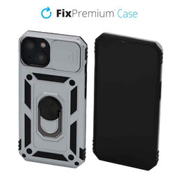 FixPremium - CamShield Hülle für iPhone 13 und 14, weiß