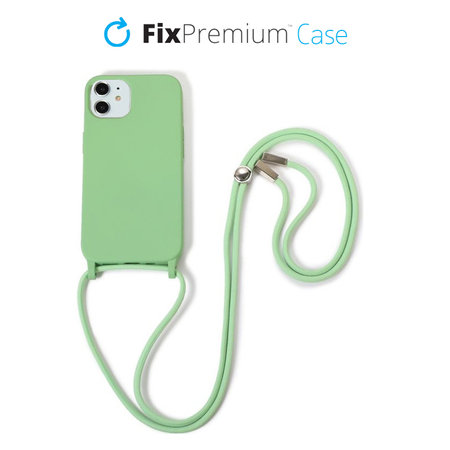 FixPremium - Silikonhülle mit Umhängeband für iPhone 11, grün