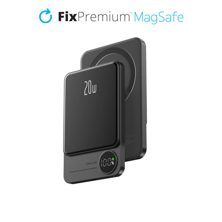 FixPremium - MagSafe PowerBank mit LCD 10 000mAh, schwarz