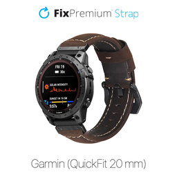 FixPremium - Lederarmband für Garmin (QuickFit 20mm), braun