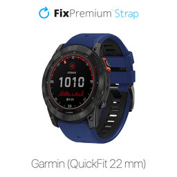 FixPremium - Zweifarbiges Silikonarmband für Garmin (QuickFit 22mm), blau