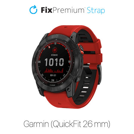 FixPremium - Zweifarbiges Silikonarmband für Garmin (QuickFit 26mm), rot