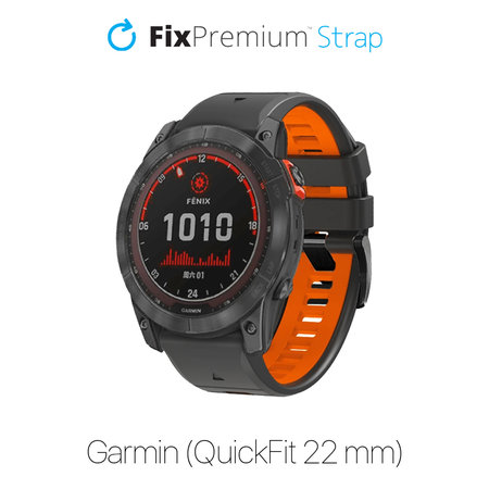 FixPremium - Zweifarbiges Silikonarmband für Garmin (QuickFit 22mm), grau