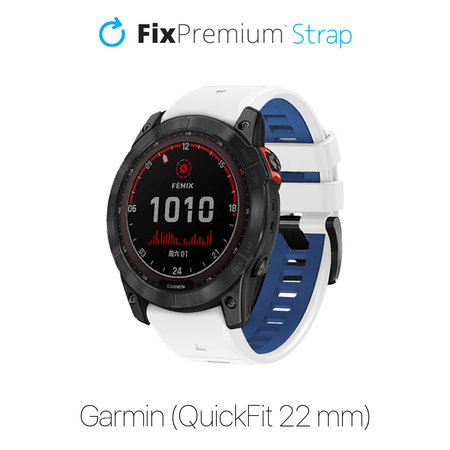 FixPremium - Zweifarbiges Silikonarmband für Garmin (QuickFit 22mm), weiß