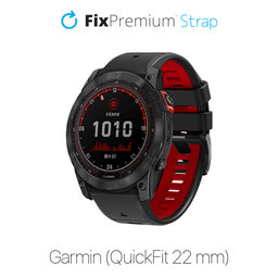 FixPremium - Zweifarbiges Silikonarmband für Garmin (QuickFit 22mm), schwarz