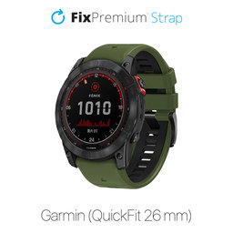 FixPremium - Zweifarbiges Silikonarmband für Garmin (QuickFit 26mm), dunkelgrün