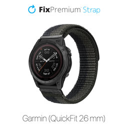 FixPremium - Nylon-Armband für Garmin (QuickFit 26mm), grau