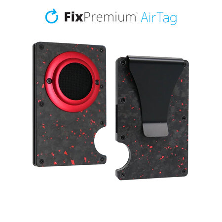 FixPremium - AirTag Carbon Geldbörse mit Clip, rot