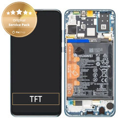 Huawei P30 Lite - LCD Display + Touchscreen Front Glas + Rahmen + Akku Batterie (Peacock Blue) - 02352RQA Genuine Service Pack