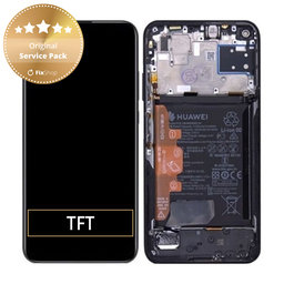 Huawei P40 lite - LCD Display + Touchscreen Front Glas + Rahmen + Akku Batterie (Midnight Black) - 02353KFU Genuine Service Pack