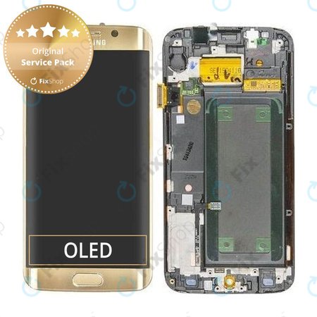 Samsung Galaxy S6 Edge G925F - LCD Display + Touchscreen Front Glas + Rahmen (Gold Platinum) - GH97-17162C, GH97-17317C, GH97-17334C Genuine Service Pack