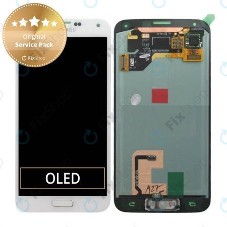 Samsung Galaxy S5 G900F - LCD Display + Touchscreen Front Glas (Shimmery White) - GH97-15959A, GH97-15734A Genuine Service Pack