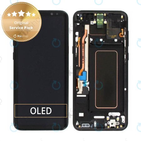 Samsung Galaxy S8 Plus G955F - LCD Display + Touchscreen Front Glas + Rahmen (Midnight Black) - GH97-20470A, GH97-20564A, GH97-20565A Genuine Service Pack