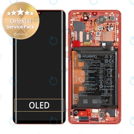 Huawei P30 Pro - LCD-Display + Touchglas + Rahmen + Akku Batterie (Amber Sunrise) - 02352PGK Genuine Service Pack