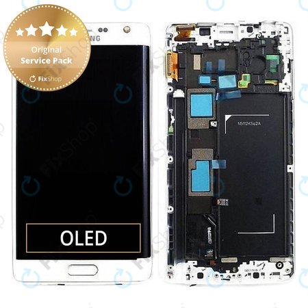 Samsung Galaxy Note Edge N915FY - LCD Display + Touchscreen Front Glas + Rahmen (White) - GH97-16636B Genuine Service Pack