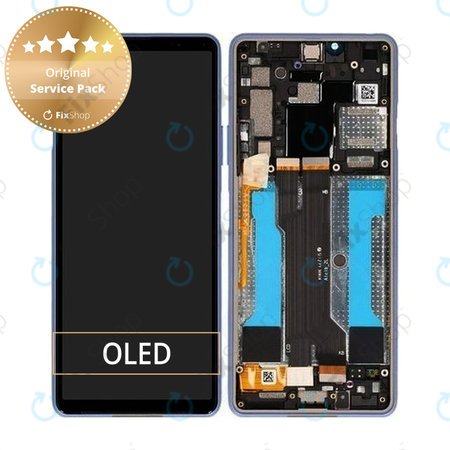 Sony Xperia 10 III - LCD Display + Touchscreen Front Glas + Rahmen (Blue) - A5034094A Genuine Service Pack