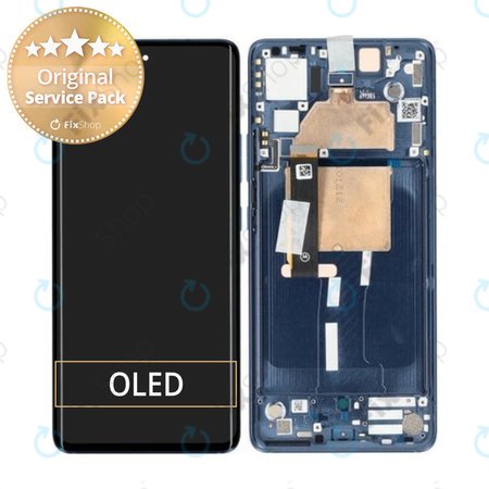 Motorola Edge 30 Fusion - LCD Display + Touchscreen Front Glas + Rahmen (Neptune Blue) - 5D68C21190 Genuine Service Pack