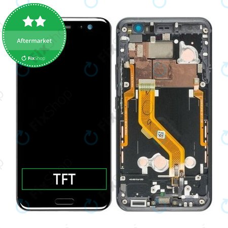 HTC U11 - LCD Display + Touchscreen Front Glas + Rahmen (Black) TFT